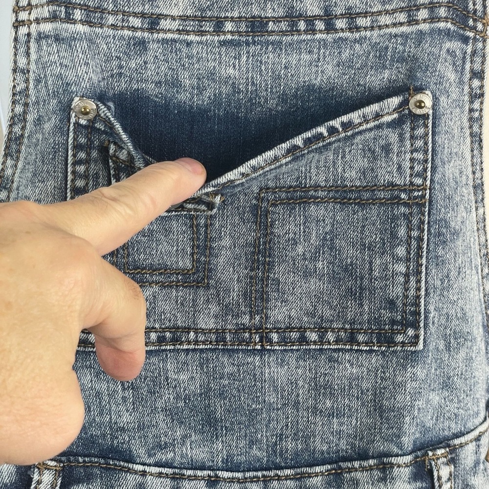 Vintage Y2K YMI Grunge Mineral Washed Denim Overalls Womens 5 XS Tapered Leg - Picture 4 of 16
